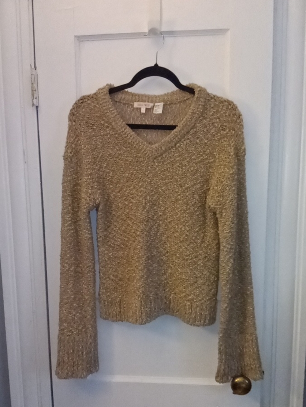Stella Tweed Gold-Tone V-Neck Sweater